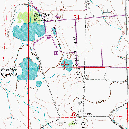 Topographic Map of Box Elder Reservoir Number 5, CO