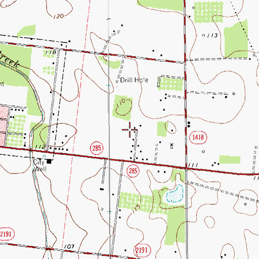 Topographic Map of Rush Addition Colonia, TX