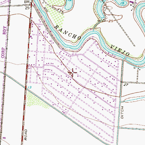 Topographic Map of Cameron Park Colonia, TX