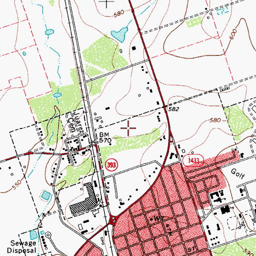 Topographic Map of Bushy Creek Colonia, TX