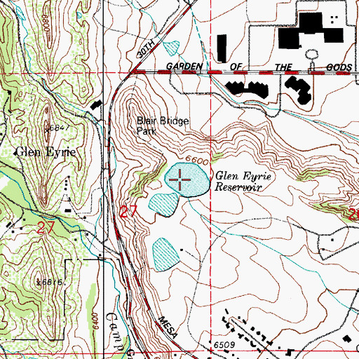 Topographic Map of Glen Eyrie Reservoir, CO