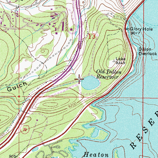Topographic Map of Old Dillon Dam, CO