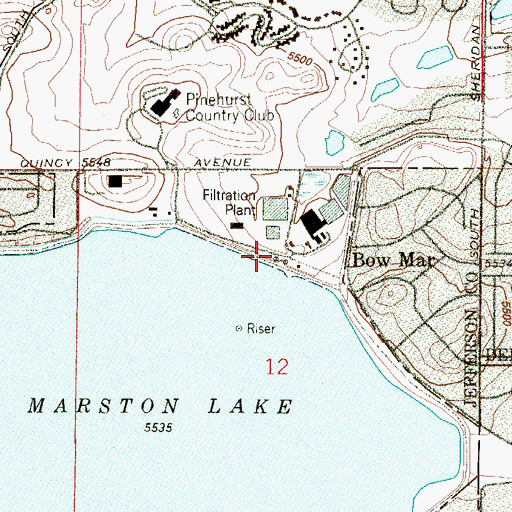 Topographic Map of Marston Lake Dam, CO