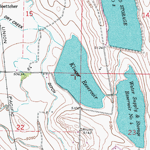 Topographic Map of Kluver Reservoir, CO