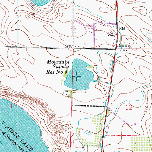 Topographic Map of Mountain Supply Reservoir Number 9, CO