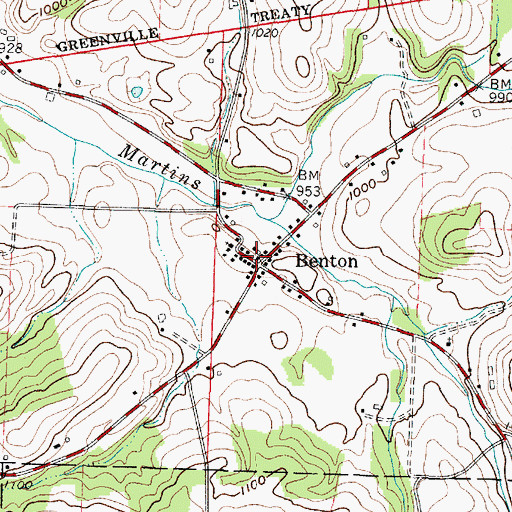 Topographic Map of Benton Post Office, OH