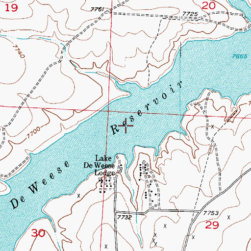 Topographic Map of Deweese-Dye Reservoir, CO