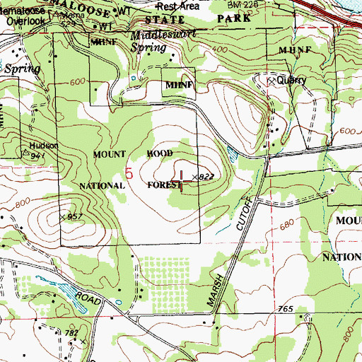 Topographic Map of Marsh Hill, OR