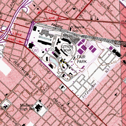 Topographic Map of Dallas Aquarium, TX