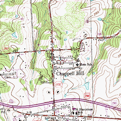 Topographic Map of Chappell Hill Historical Museum, TX