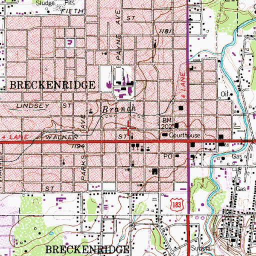 Topographic Map of Breckenridge Aviation Museum, TX