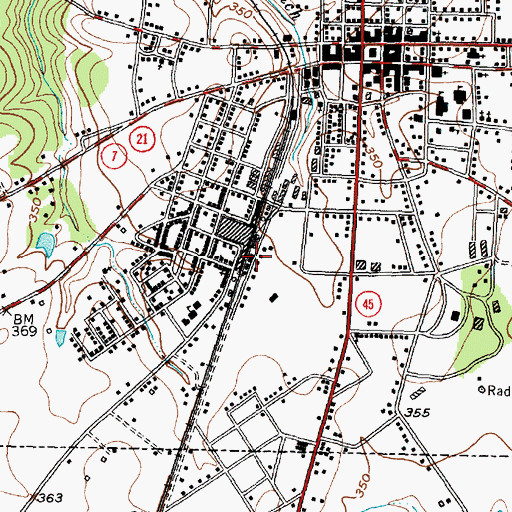 Topographic Map of Houston County Museum and Visitors Center, TX