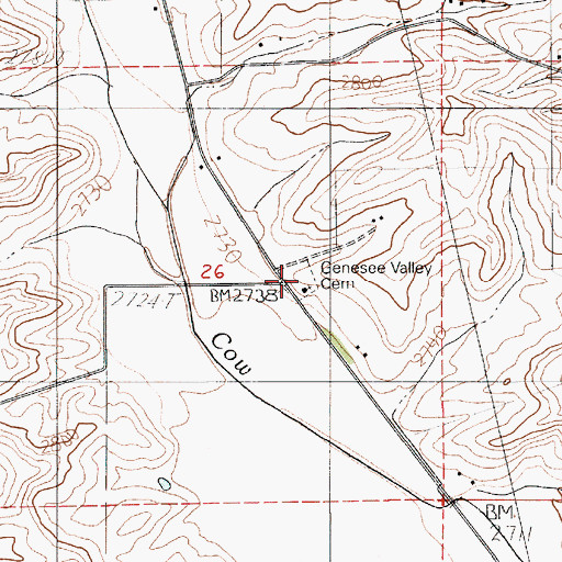 Topographic Map of Genesee Valley Lutheran Cemetery, ID