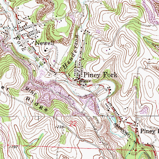 Topographic Map of Piney Fork Cemetery, OH