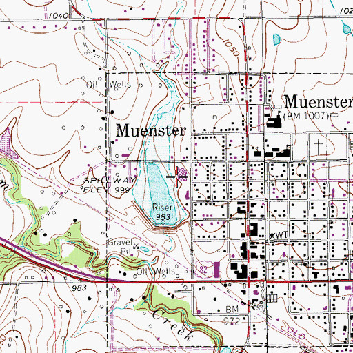 Topographic Map of Muenster Memorial Hospital, TX