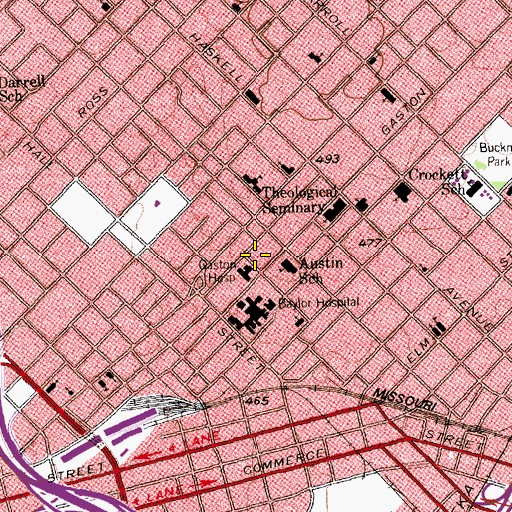 Topographic Map of Baylor Institute for Rehabilitation, TX