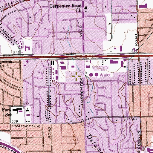 Topographic Map of Baylor Medical Center at Irving, TX