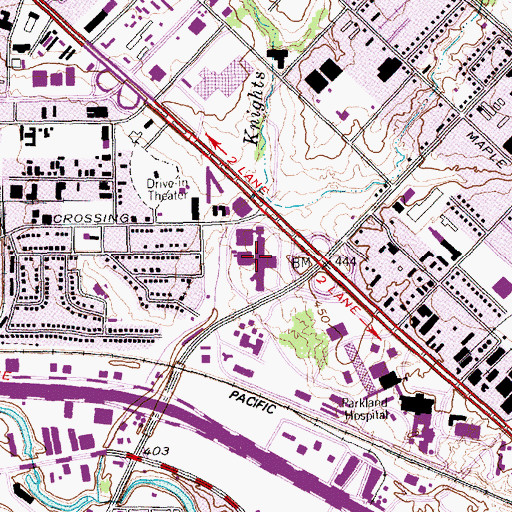 Topographic Map of University of Texas Southwestern Medical Center University Hospital - Saint Paul, TX