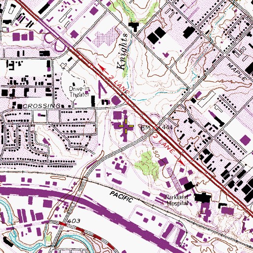 Topographic Map of University of Texas Southwestern Medical Center University Hospital - Saint Paul, TX