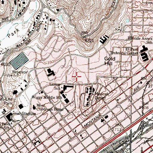 Topographic Map of Hospitals of Providence - Sierra Campus, TX