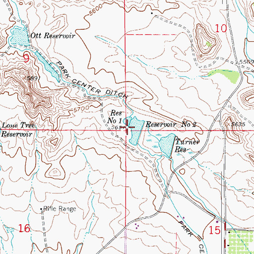 Topographic Map of Park Center L and W Number 2 Reservoir, CO