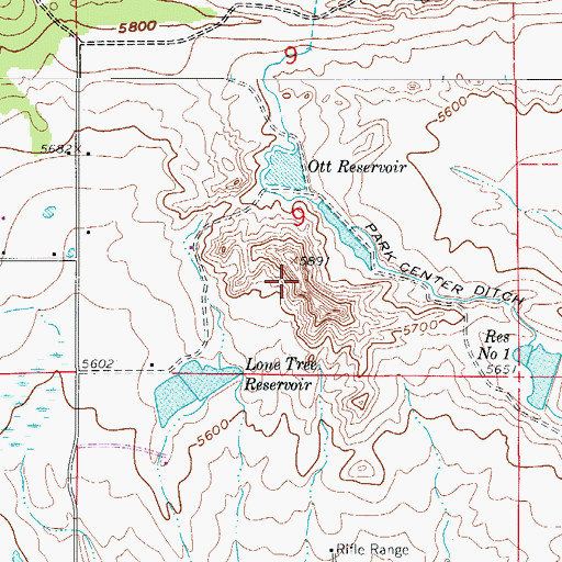 Topographic Map of Park Center L and W Number 5 Dam, CO