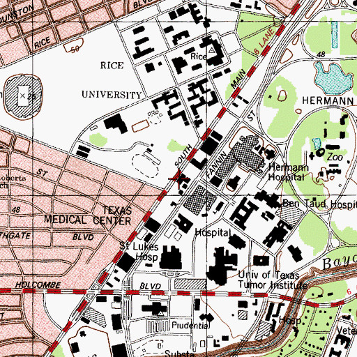 Topographic Map of Methodist West Pavilion Hospital, TX