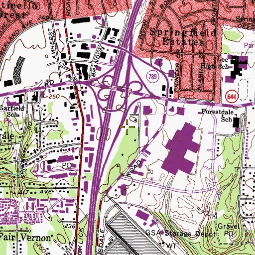 Topographic Map of Loisdale Centre, VA