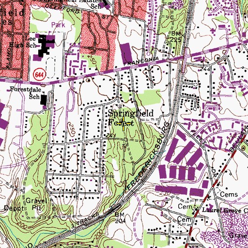 Topographic Map of Franconia Forest Park, VA