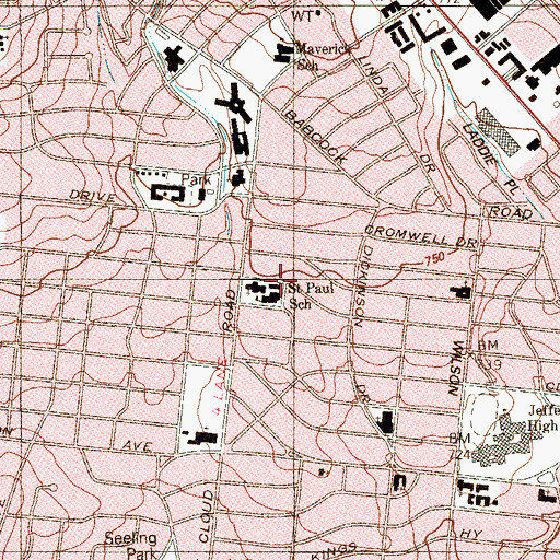Topographic Map of Saint Pauls Catholic Church, TX