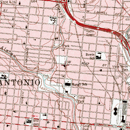 Topographic Map of Saint Agnes Catholic Church, TX