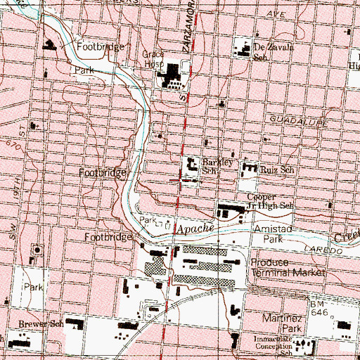 Topographic Map of Saint Alphonsus Church, TX