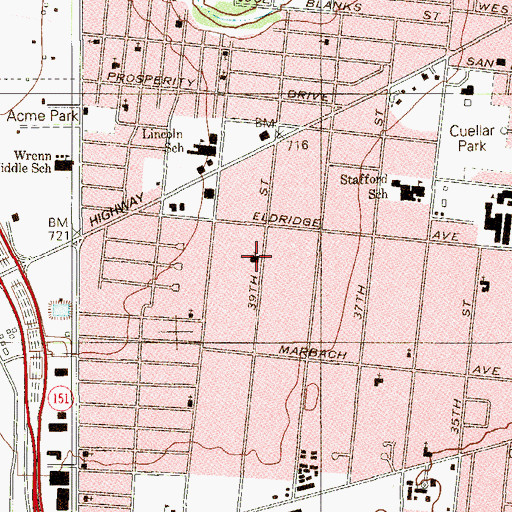 Topographic Map of Saint Gabriel Catholic Church, TX