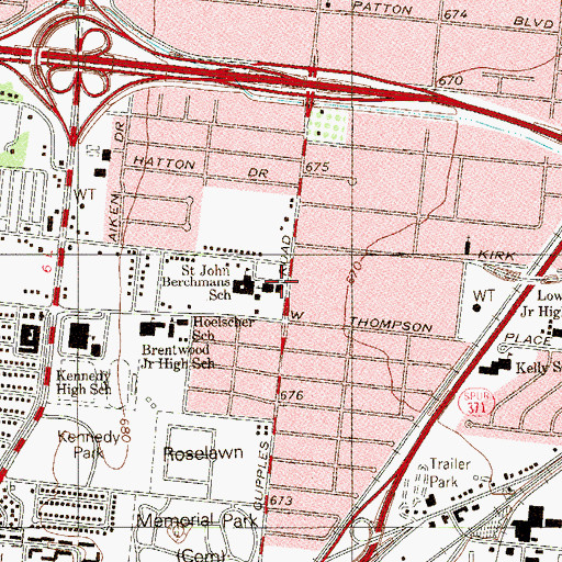 Topographic Map of Saint John Berchmans Church, TX