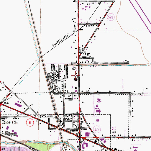 Topographic Map of Primera Iglesia Bautista Church, TX
