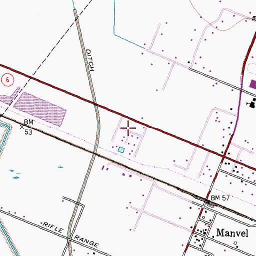 Topographic Map of Manvel Church of Christ, TX