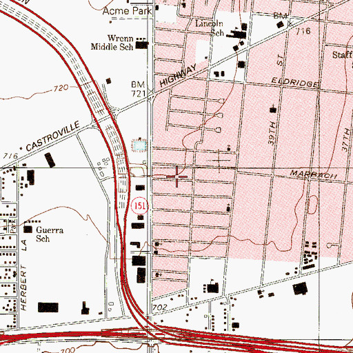 Topographic Map of Peoples Missionary Baptist Church, TX