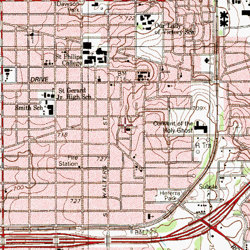 Topographic Map of Saint Phillips Baptist Church, TX