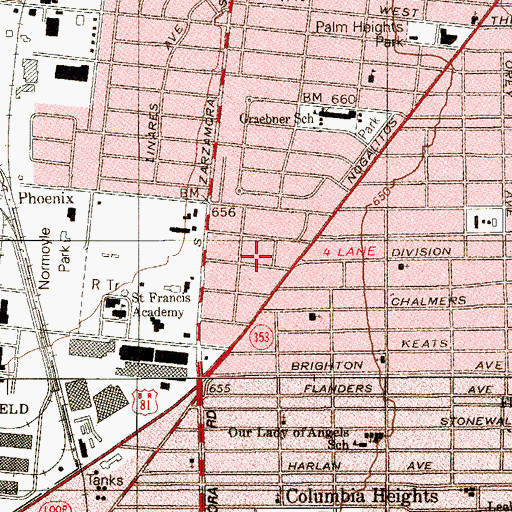 Topographic Map of Hosack Avenue Baptist Church, TX