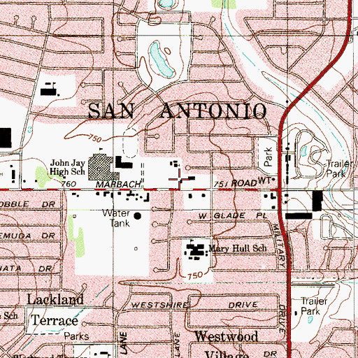 Topographic Map of Liberty Baptist Church, TX