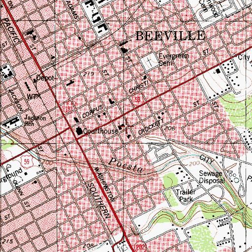 Topographic Map of El Buen Pastor Baptist Church, TX