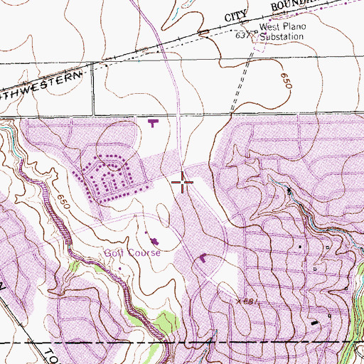 Topographic Map of Canyon Creek Baptist Church, TX