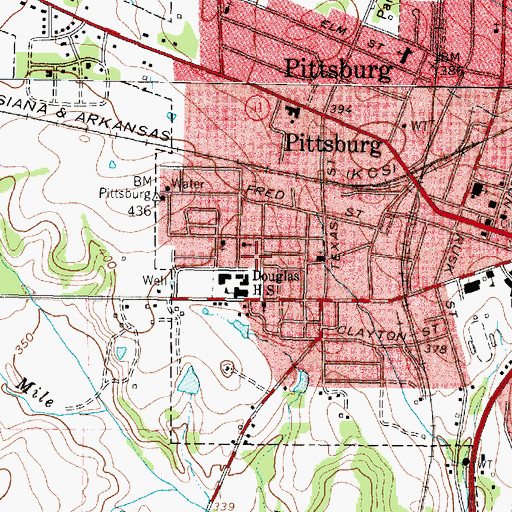 Topographic Map of Franklin Street Church of Christ, TX