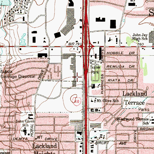Topographic Map of Church of Christ Lackland Terrace, TX