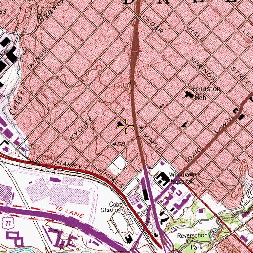 Topographic Map of North Dallas Baptist Church, TX