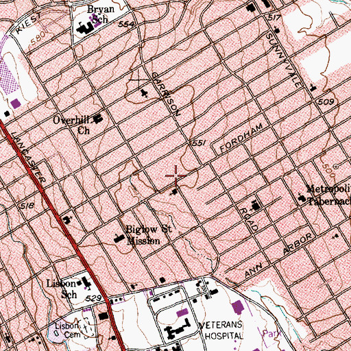 Topographic Map of Oak Cliff Zion Baptist Church, TX