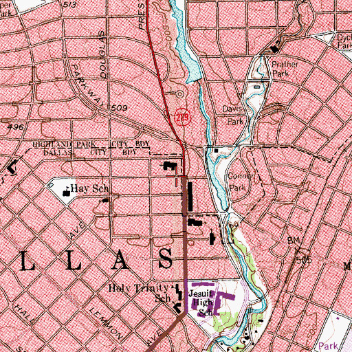 Topographic Map of Oak Hill Baptist Church, TX