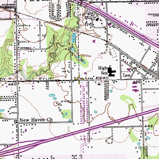 Topographic Map of New Haven Baptist Church, TX