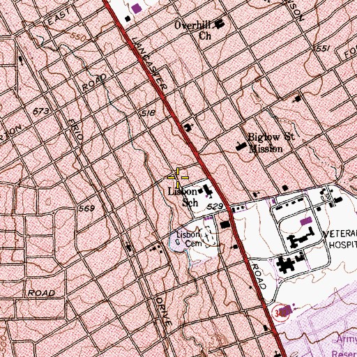 Topographic Map of Morning Star Primitive Baptist Church, TX