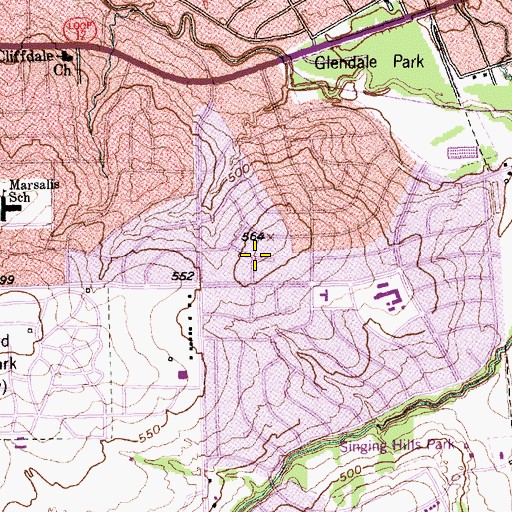 Topographic Map of King of Glory Baptist Church, TX